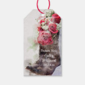 Rote Rosen Cowboy Boots Western Gastgeschenk Hochz Geschenkanhänger (Vorderseite)