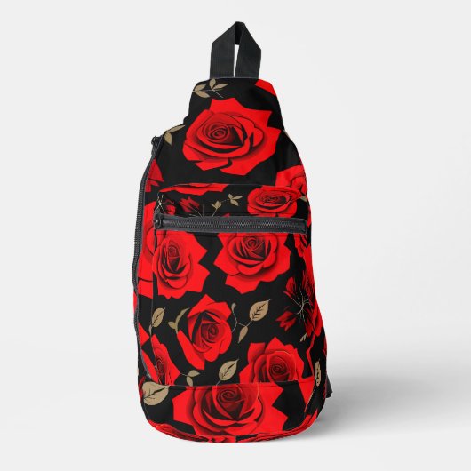Rote Rosen Crossbody Bag (Vorderseite)