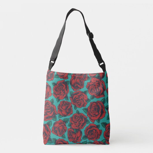 Rote Rosen Crossbody Bag Tragetaschen Mit Langen Trägern (Rückseite)