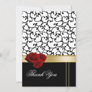 rote Rosen Damask Danke Karte