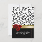 rote Rosen Damask Rsvp-Karten Standard 3.5 x 5 RSVP Karte (Vorderseite)