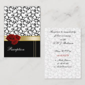 rote Rosen Damast Empfang Cards Begleitkarte (Vorne/Hinten)