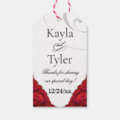 Rote Rosen Danke, Hochzeit Geschenkanhänger (Rückseite)