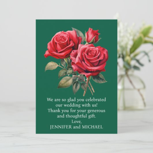 Rote Rosen Dankeschön Karte (Stehend Vorderseite)