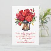 Rote Rosen Dankeschön Karte (Stehend Vorderseite)