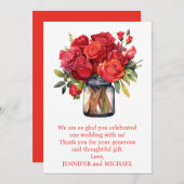 Rote Rosen Dankeschön Karte (Vorne/Hinten)