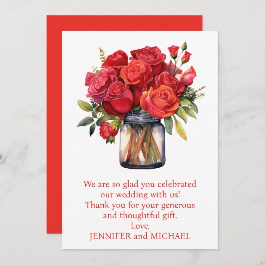 Rote Rosen Dankeschön Karte (Vorne/Hinten)