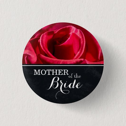 rote Rosen der Hochzeit "Mutter der Braut" Button (Vorderseite)