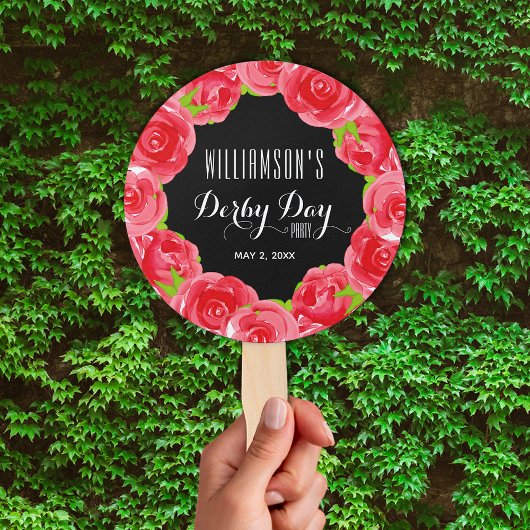 Rote Rosen der Wasserfarbe Derby Day Fächer