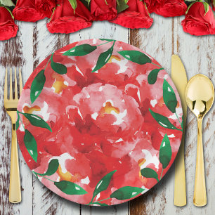 Rote Rosen Derby-Brautjunggesellinnenparty Pappteller