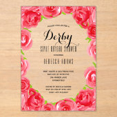 Rote Rosen Derby Brautparty Acryleinladungen (Vorderseite)