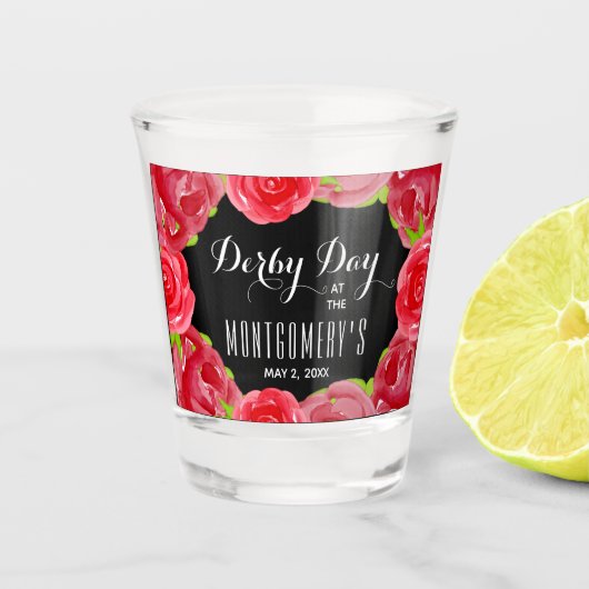 Rote Rosen Derby Day Schnapsglas (Vorderseite)