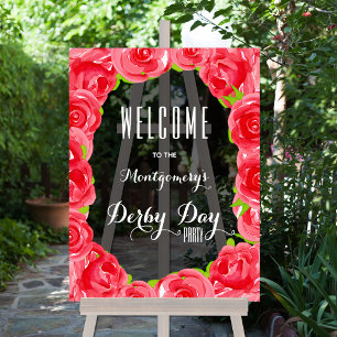Rote Rosen Derby Party Willkommen Acrylschild