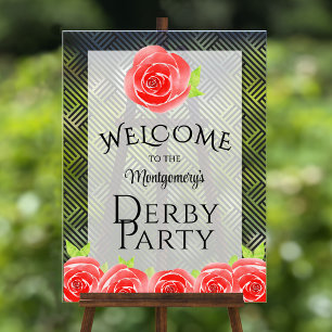 Rote Rosen Derby Party Willkommen Acrylschild