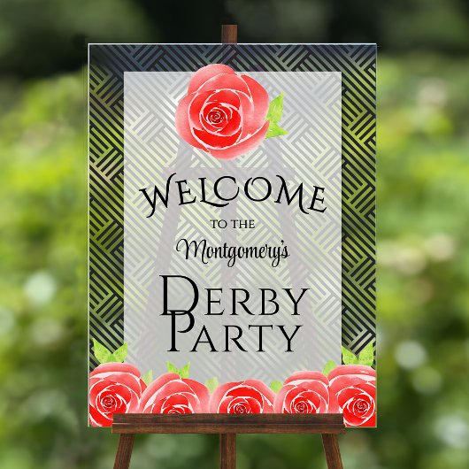 Rote Rosen Derby Party Willkommen Acrylschild