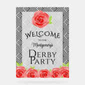 Rote Rosen Derby Party Willkommen Acrylschild (Vorderseite)