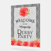 Rote Rosen Derby Party Willkommen Acrylschild (Winkel)