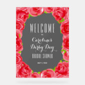 Rote Rosen Derby Style Brautparty Willkommen Acrylschild (Vorderseite)