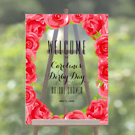 Rote Rosen Derby Style Brautparty Willkommen Acrylschild