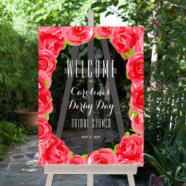 Rote Rosen Derby Style Brautparty Willkommen Acrylschild