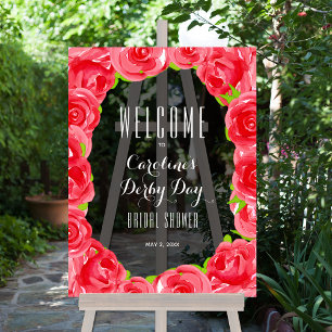 Rote Rosen Derby Style Brautparty Willkommen Acrylschild