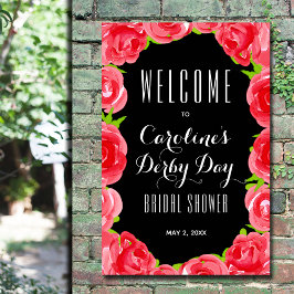 Rote Rosen Derby Style Brautparty Willkommen Poster