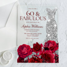 Rote Rosen Diamant Kleid Frau 60. Geburtstag