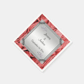 Rote Rosen & Diamantpressen Serviette (Ecke)