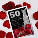 Rote Rosen Diamond Gown 50. Geburtstag Real Silver Folieneinladung<br><div class="desc">Rote Rosen Diamond Gown 50. Geburtstag Real Silver Foil Einladung Weitere Einladungen in unserem Nest und Nest Store</div>