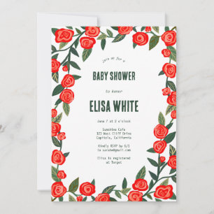 Rote Rosen, DIE QR-Code-BABY-SHOWER BENUTZEN Einladung