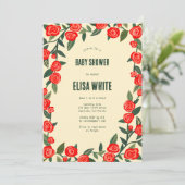 Rote Rosen, DIE QR-Code-BABY-SHOWER BENUTZEN Einladung (Stehend Vorderseite)