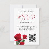 Rote Rosen, die QR-Code-Website-Antwortkarten hoch Einladung (Vorderseite)