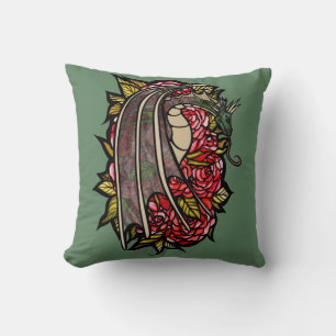 Rote Rosen Drachenkunst Kissen