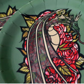 Rote Rosen Drachenkunst Pappteller