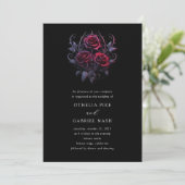 Rote Rosen Dramatisches Moody Gothic Hochzeit Einladung (Stehend Vorderseite)