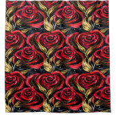 Rote Rosen drehen Duschvorhang (Vorderseite)