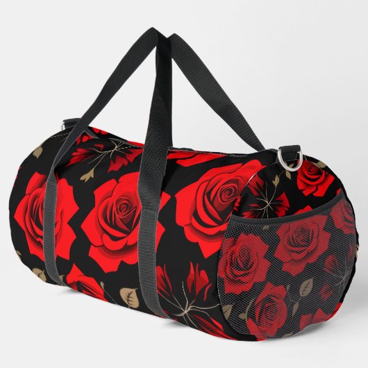 Rote Rosen Duffle Bag (Rechte Ecke)