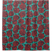 Rote Rosen Duschvorhang (Vorderseite)