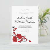 Rote Rosen einladen. Floral Einladung (Stehend Vorderseite)