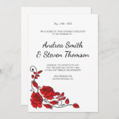 Rote Rosen einladen. Floral Einladung (Vorne/Hinten)