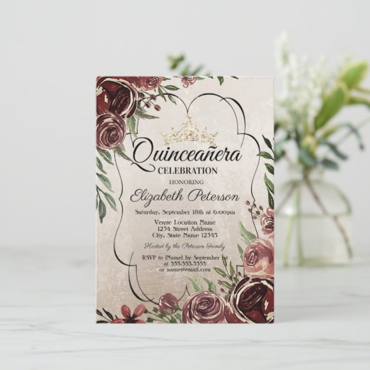 Rote Rosen Einladung (Stehend Vorderseite)