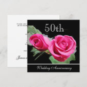 Rote Rosen Einladung zum 50. Hochzeitstag (Vorne/Hinten)