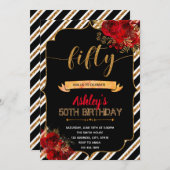 Rote Rosen Einladung zum Geburtstag (Vorne/Hinten)