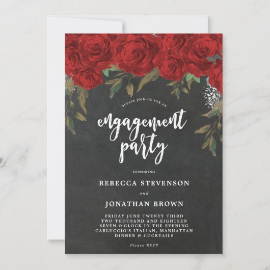 rote Rosen Einladung zur Blumenkreide (Vorderseite)