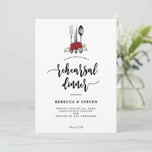 rote Rosen Einladung zur botanischen Probe (Stehend Vorderseite)