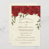 Rote Rosen Einladung zur Hochzeit von Elfenbein (Vorne/Hinten)