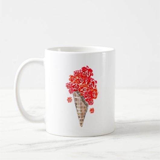 Rote Rosen Eiscreme Waffel Kaffeetasse (Links)
