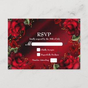 Rote Rosen Elegante Gothic Hochzeit RSVP Karte