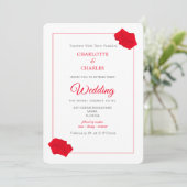 Rote Rosen Elegante Hochzeit mit Flora Einladung (Stehend Vorderseite)