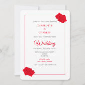 Rote Rosen Elegante Hochzeit mit Flora Einladung (Vorderseite)